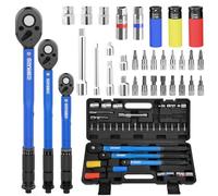 GoYwato Torque Wrench Set 33PCs - ±3% Accuracy Click Torque Wrenches Kit with 1/4" 3/8" 1/2" Drive Wrench & 30 CR-V Accessories & Calibration Certificate & Carrying Case for Motorcycle Bike Car Repair