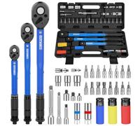 GoYwato Torque Wrench Set 35-Piece - ±3% Accuracy Torque Wrenches Kit with 1/4" 3/8" 1/2" Drive, 32 CR-V Accessories, Calibration Certificate, Carry Case, Torque-Wrench for Motorcycle Bike Car Repair