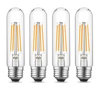 Gozelux E26 Edison Bulb Dimmable AC120V Warm White 2700K 6W Equivalent to 60W 750LM T10 LED Tube for Rustic Pendant Chandelier Wall Light Wall Light Pack of 4
