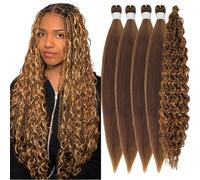 Gozill Braiding Hair Honey Brown Pre-Stretched Bohemian Braids Pre Stretched Braid Hair for Bohemian Hair Micro Braid Hair Ez Braid Hair Wavy Synthetic Hair