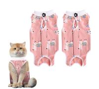 GOZINA 2 Pack Cat Recovery Suit, Breathable Cat Surgery Recovery Suit for Abdominal Wounds or Skin Diseases, Cone of Shame Alternative Anti-licking Onesie (M, Alpaca)