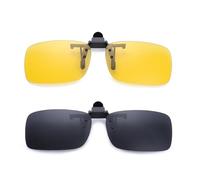 GOZINA 2 Pack Clip on Sunglasses for Prescription Glasses, Premium Polarized,Ideal Clip on Sunglasses Over Prescription Glasses (Black/Yellow)