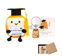 GOZINA 2026 Graduation Gifts, Mini Cute Knitted Toast Doll with Keychain & Positivity Card, Gift Set for Nursery, High School, University & Masters Graduation