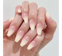 GOZINA 24 Faux Ongles Court, Dégradé de Rose Faux Ongles Autocollants, French Ongles a Coller, Ongle Autocollant Reusable Suitable For Women and Girls