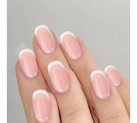 GOZINA 24 Faux Ongles Court, Dégradé de Rose Faux Ongles Autocollants, French Ongles a Coller, Ongle Autocollant Reusable Suitable for Women and Girls