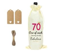 GOZINA 70th Birthday Wine Bottle Gift Bag With Drawstring for Women, Men - Best Friend, Colleagues, Sister, Auntie, Mum, Wife