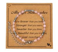 GOZINA Bracelets for Womens, Natural Stone Good Luck Healing Crystal Bracelet with Card for Friends Mom Sisters, Healing Bracelets for Women for Yoga Relax Work (Pink)