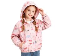 GOZINA Girls Waterproof Jacket with Hood Lightweight Kids Raincoat Windproof Packable Rain Jacket for Girls Zip Up Outdoor Coat