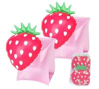 GOZINA Kids Arm Bands, Toddler Swimming Arm Bands, Baby Inflatable Armbands, Water Wings Pool Float Aid Accessories, Beach Floaties Toys for Swim Training Learning,1-5 Years (Strawberry)