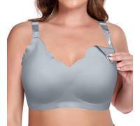GOZINA Nursing Bras Breastfeeding, Maternity & Nursing Bras Comfort Seamless Bra, Pregnancy Maternity Bras Natural Shape, Support Breastfeeding Bra (UK, Alpha, L, XL, Regular, Regular, Silver Gray)