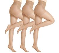 GOZINA Open Toe Sheer Tights for Women, 3 Pairs 20D Ultra Thin Pantyhose for Sandals, Silky Soft Anti-Snag Toe Less Summer Stockings, 3D Fit T-Crotch Hosiery (UK, Alpha, XL, Regular, Regular, BROWN)