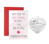 GOZINA Retirement Gifts for Women 2026, Funny Retirement Card with Red Envelope & Heart Ceramic Keepsake Plaque, Meaningful Leaving Gift Set for Her, Colleague, Friend