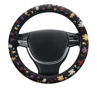 GOZINA Steering Wheel Covers - Universal 37-38cm Fit, Knitted leather with Leopard Pattern, Full Wrap Grip Protection, Easy to Install, Wheel Cover for SUV/Van/MPV/Car (Flower)