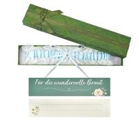 GOZINA Wedding Garter for Bride, Blue Wedding Garter Made of Lace and Satin, Something Blue Gift with Card, Elegant Accessory for Wedding Anniversary