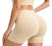 GOZINA Women's Lace Butt Pads Shapewear With Tummy Control, Seamless Tummy Control Knickers With Hip Enhancer Pads (UK, Alpha, XXL, Regular, Regular, Nude)