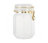 Orsina Elegant Design Gozo Octagonal Storage Jar 1200 Ml, Durable Glass Jar With Lid, Sleek Airtight Storage Jar