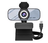 Gozvrpus HD USB Webcam with Built-in Microphone and Rotating Tripod, 1080P Video, Wide Angle Camera, Privacy Cover, for PC Computer or Laptop (White)