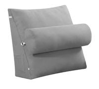 GOZYLA Wedge Reading Pillow Adjustable: Neck Lumbar Support Rest Backrest 60x50x20 cm Triangular Positioning Back Support Cushion Day Bed Headboard Couch for Sofa and Bed (Gray, 60x50x20cm)