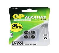 GP 05076AC4 Alkaline Button Cell Batteries (V13GA L1154) 76 A, Blister Pack of 4