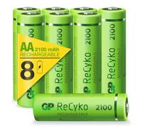 GP AA NiMH 2100mAh ReCyko 1.2V Rechargeable AA Batteries (Pack of 8)