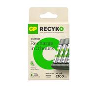 GP B441 Battery Charger + 4 AA Rechargeable 2100mAh Batteries Ideal for Everyday Use | USB Charging, Fast Charging, Compact Design