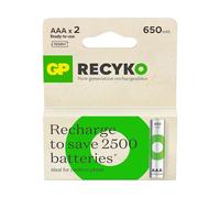 GP Batteries ReCyko 650 AAA Slim Pen Ni-Mh Battery 1.2 Volt Pack of 2