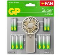 GP BATTS AA & AAA Alkaline Batteries with Free Handheld Fan - Pack of 24