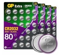 GP Extra CR2032 3V Lithium Coin Batteries - Pack of 80, compatible w eTag device & Key Fob