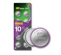 CR2032 Batteries 3V Lithium - Pack of 10 - (CR 2032 / Batteries CR2032 / DL2032 / ECR2032/) GP Extra By GP Batteries Ideal for CMOS - Remotes - Head Torch - Tea Light Candles - Toys - Keyfob - Scales