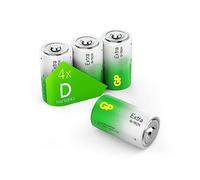 GP Extra D Batteries LR20 1.5V Alkaline - Pack of 4, 10-Year Life