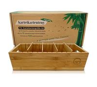 GP Get Productive Bamboo Wood Index Card Tray for 1500 DIN A6 Cards, Includes 4 Adjustable Dividers, Glossy Coated in Brown