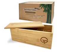GP Get Productive Index Box for 1000 DIN A7 Index Cards, Includes 4 Adjustable Dividers of the Learning Box, Bamboo Wood Index Box, Glossy Coated in Premium Quality, The Flashcard Box