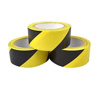 GP Globe Packaging Black & Yellow Hazard Warning Tape (48mm x 33m) - Safety & Social Distancing Barrier Duct Tape with Extra Strong Adhesive (3 Rolls)