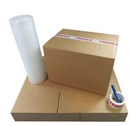 GP Heavy Duty Large Cardboard Moving and Storage Boxes - 42 Litre 46 x 31 x 31 cm (10 Pack) With Fragile Tape Marker and Bubble Wrap | Strong Double Walled Cardboard | Packing Kit for Moving House