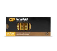 GP Industrial Alkaline AAA Batteries 1.5 V, also known as Micro/LR03, Pack of 10 AAA Industrial Batteries in Plastic-free Paper Packaging