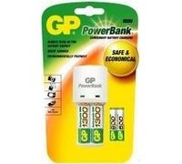 GP KB02 Mini PowerBank Battery Charger & 2 x AA & 2 x AAA Rechargeable Batteries
