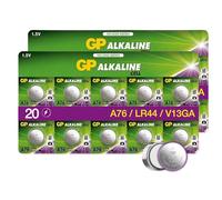 GP LR44 Button Cell Batteries, AG13, A76, 1.5V Alkaline Batteries for Watches, Toys, Calculators, Thermometers, Remotes & More, 20 Pack Leak proof Button Coin Cell with Long Lasting Power
