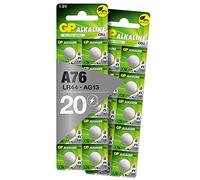 GP LR44 button cells, batteries L1154f / AG13 / V13GA, pack of 20 button batteries, alkaline 1.5 V (voltage 1.5 volt)