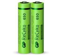 GP NiMH ReCyko AAA 650mAh 1.2V Rechargeable, 2 Pieces