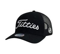 GP Power Golf Original Titties Mesh Hat - White Trucker Cap with Adjustable Strapback, Black, One Size