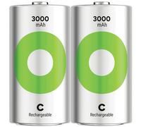 GP RCK300C136C2 ReCyko Rechargeable NiMH C Batteries 3000mAh 2-Pack