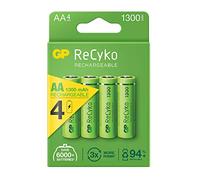 GP ReCyko AA Rechargeable Batteries 1300 mAh - Pack of 4 - High-capacity, Pre-charged, Eco-friendly
