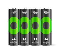 GP ReCyko PRO AA Battery 2000 mAh NiMH, 1.2 V, Pack of 4 Rechargeable Batteries AA, Designed for Optimal Performance in Power-Intensive Devices, Up to 1500 Charging Cycles
