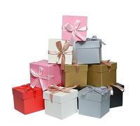 GP SUP 12 Pcs Mixed Color Gift Boxes with Lids, 6 Color Squared Boxes are Pefect for Presents Birthday Bridesmaid Wedding Valentines Christmas Party (Multicolor, 4x4x4 Inch (Pack of 12)