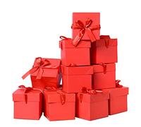 GP SUP 12 Pcs Squared Gift Boxes with Lids,Red Gift Boxes for Birthdays Christmas，Weddings, Baby Showers, Valentine's Day,Father's Day (Red, 6”×6”×6”)