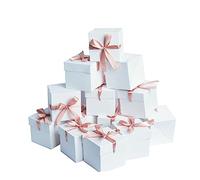 GP SUP 12 Pcs Squared Gift Boxes with Lids,White Gift Boxes for Birthdays Christmas,Weddings, Baby Showers, Valentine's Day,Women's Day (White, 4x4x4 Inch)