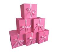 GP SUP 6”×6”×6”Pink Gift Boxes with lids,6 Pcs Beautiful Squared Boxes with Ribbon Perfect for Christmas, Birthday,Valentines Day (Pack of 6)