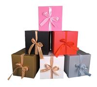 GP SUP 6 Pcs Gift Box with Ribbons and Lids for Birthday,Christmas,Anniversary,Finished Size:6”×6”×6” Store Gift Box(Multicolor,Pack of 6)