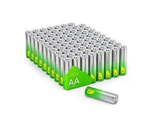 GP Super Alkaline Batteries AA 1.5 V, Ideal for Powering Daily Devices G-TECH Technology, Pack of 80 AA Batteries
