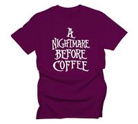 GP-Tees A Nightmare Before Coffee Animated Family Film Inspired Premium Quality Modern Fit T-Shirt Top for Men (Maroon - Medium)